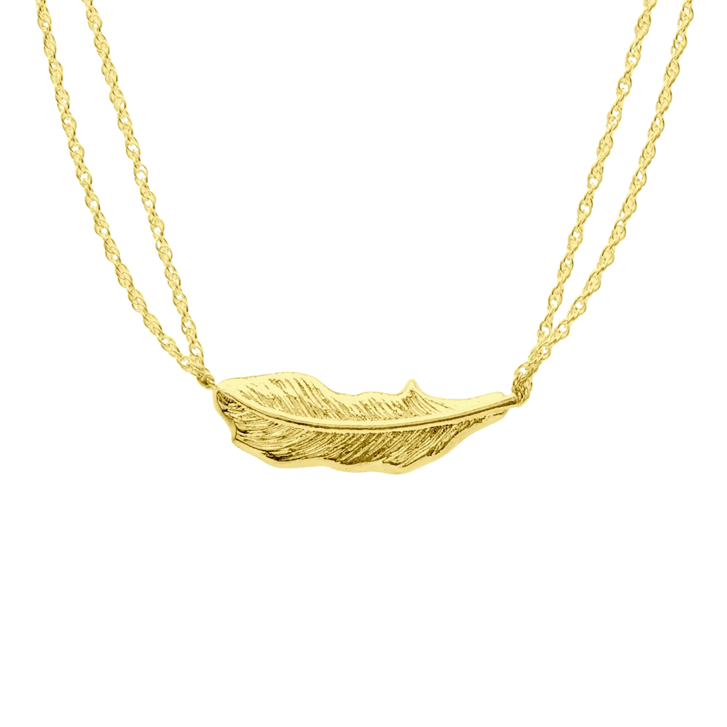 18K Gold Vermeil Sideways Feather Necklace