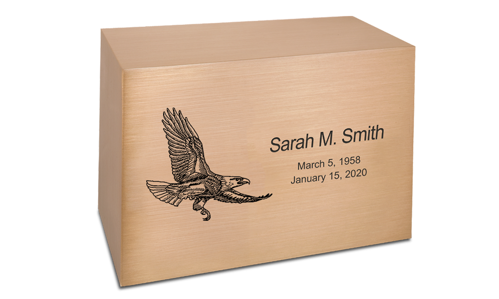 Wood rectangular urn with nature and affiliation personalization