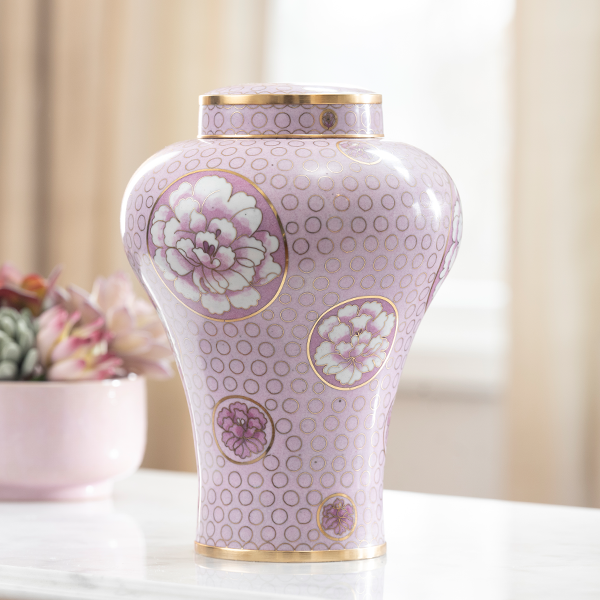 pink cloisonne full size urn