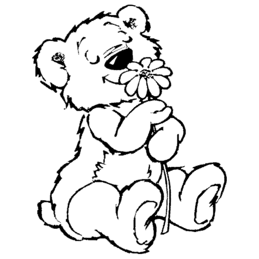 Bear And Daisy Engraving Design