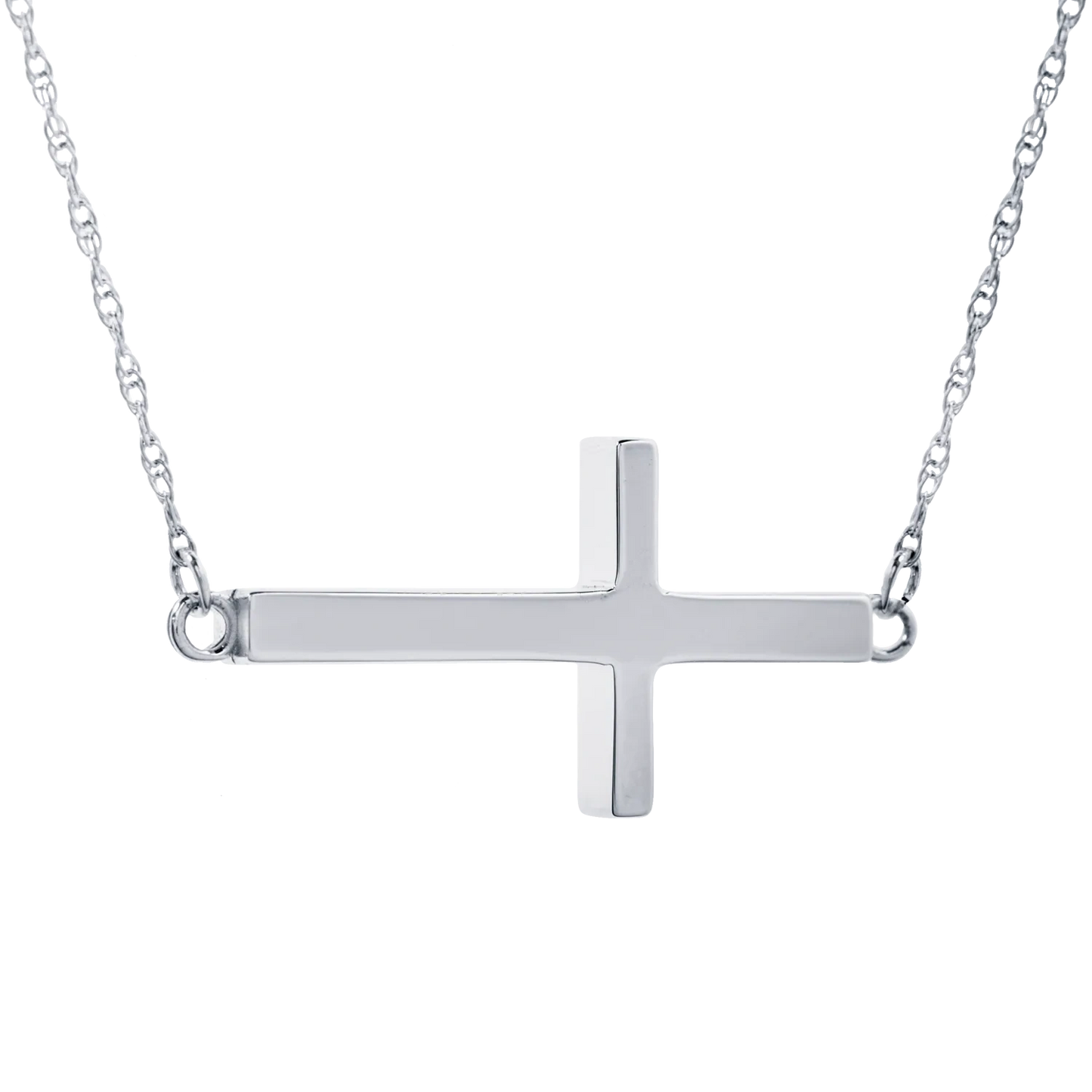 Sterling Silver Sideways Cross Necklace