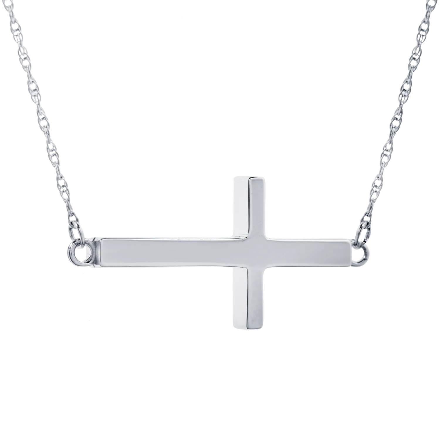 Sterling Silver Sideways Cross Necklace