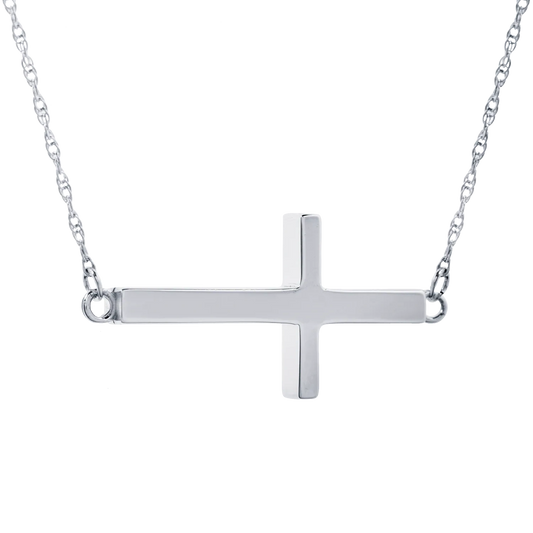 Sterling Silver Sideways Cross Necklace