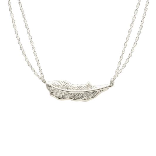 Sterling Silver Sideways Feather Necklace