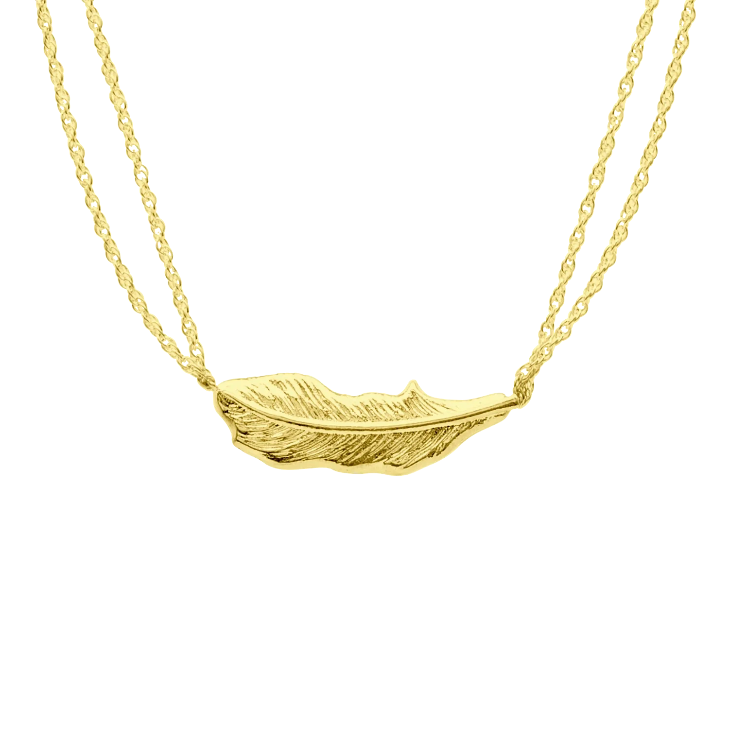 18K Gold Vermeil Sideways Feather Necklace