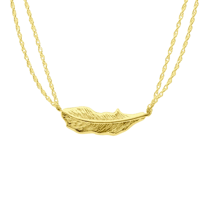 18K Gold Vermeil Sideways Feather Necklace