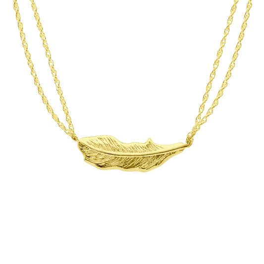 18K Gold Vermeil Sideways Feather Necklace