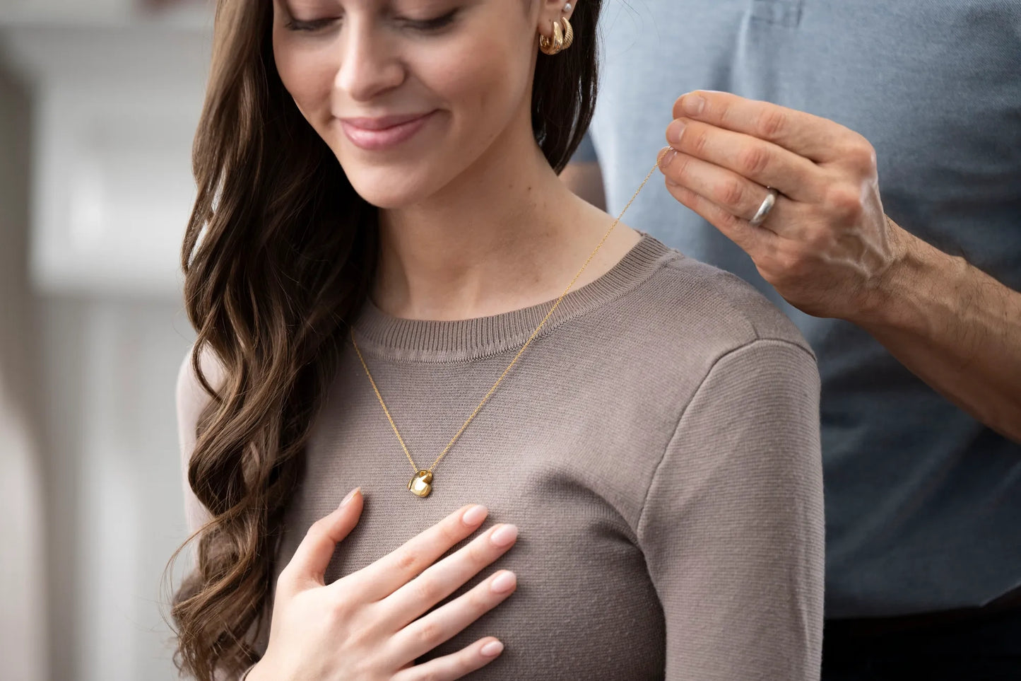 18K Gold Vermeil Sideways Heart Pendant