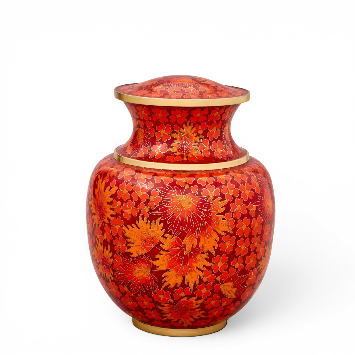 Crimson Harvest Cloisonne Urn
